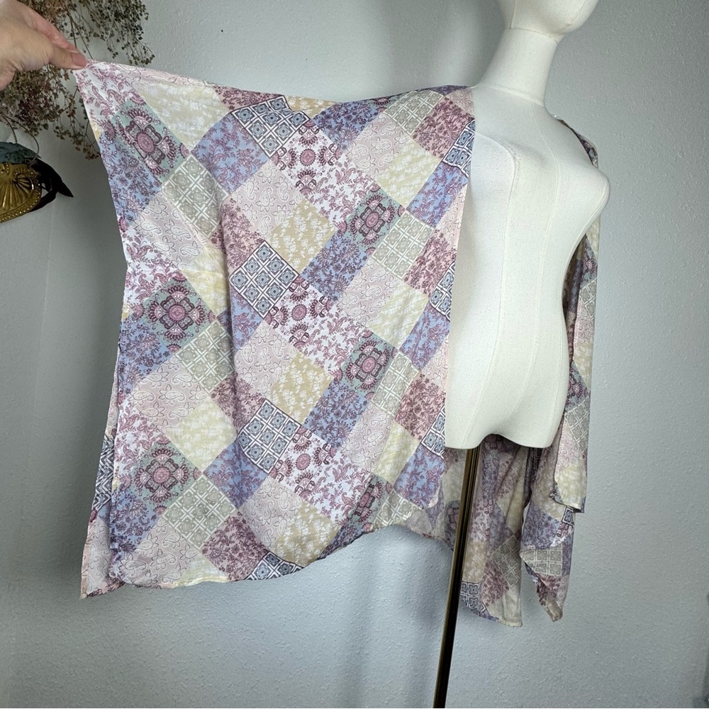 Bohemian Patchwork boho shawl / short cottagecore kimono cardigan size S